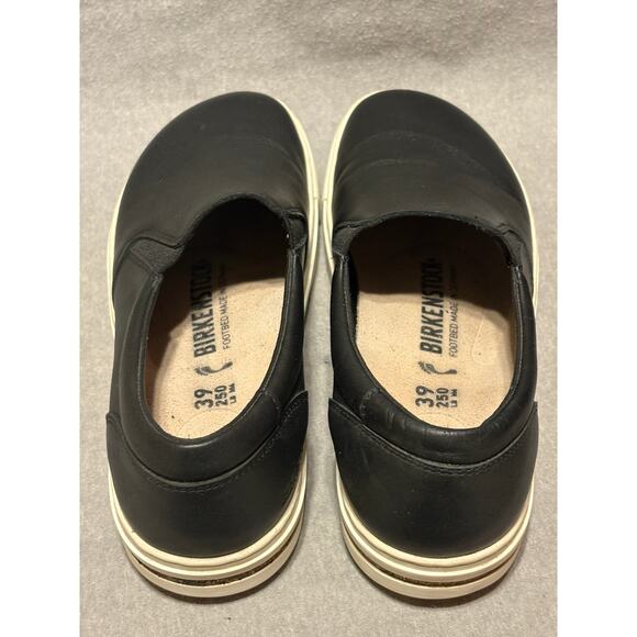 Birkenstock Size 39 (US 8) Oswego Black Leather Loafer Shoe Cork Footbed EUC - Picture 2 of 11